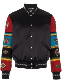 Saint Laurent Wool varsity jacket with embroidered sleeves