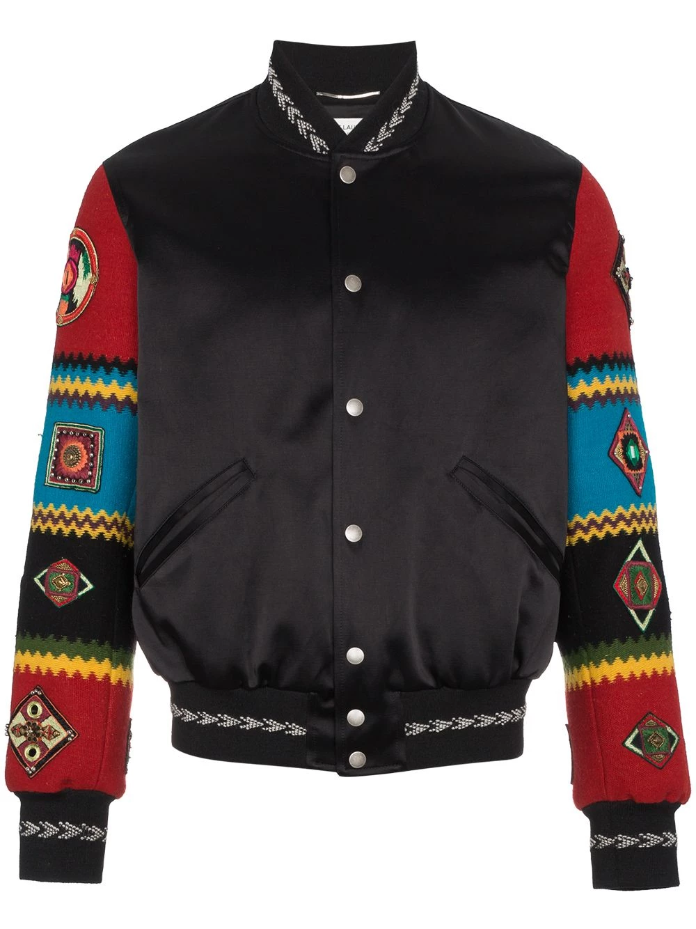Saint Laurent Wool varsity jacket with embroidered sleeves