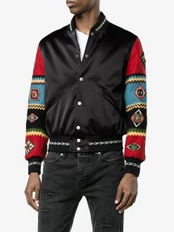 Saint Laurent Wool varsity jacket with embroidered sleeves