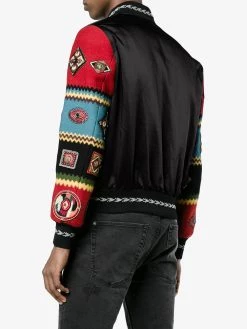 Saint Laurent Wool varsity jacket with embroidered sleeves