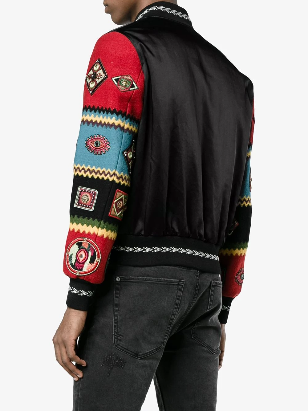 Saint Laurent Wool varsity jacket with embroidered sleeves