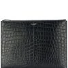Saint Laurent medium crocodile embossed pouch