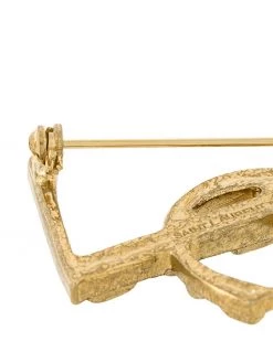 Saint Laurent monogram crocodile-effectt brooch