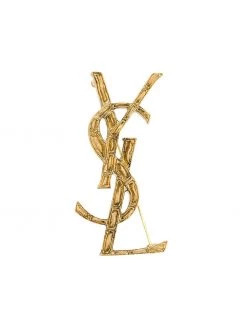 Saint Laurent monogram crocodile-effectt brooch