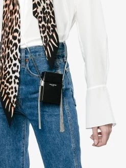 Saint Laurent black Minaudiere leather tassel bag