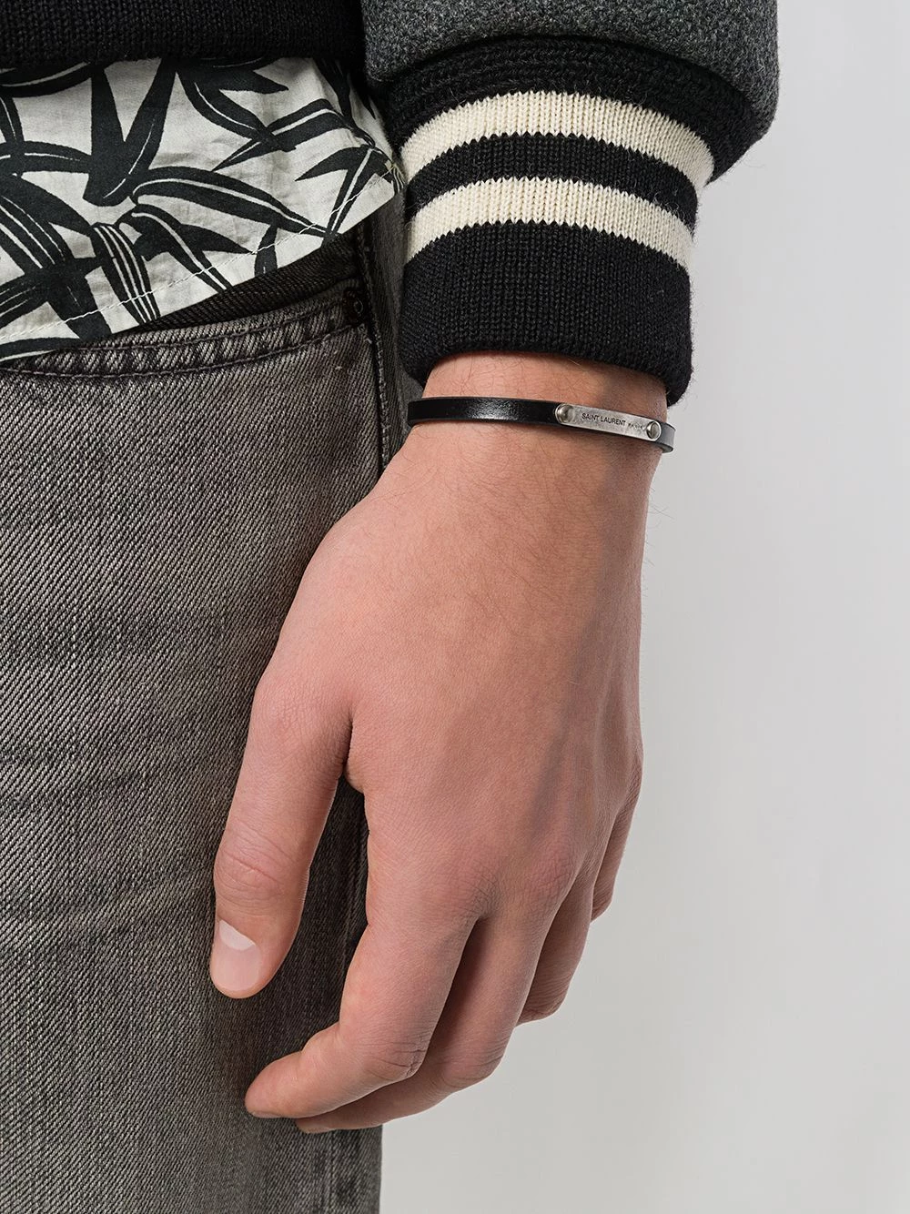 Saint Laurent engraved plaque bracelet