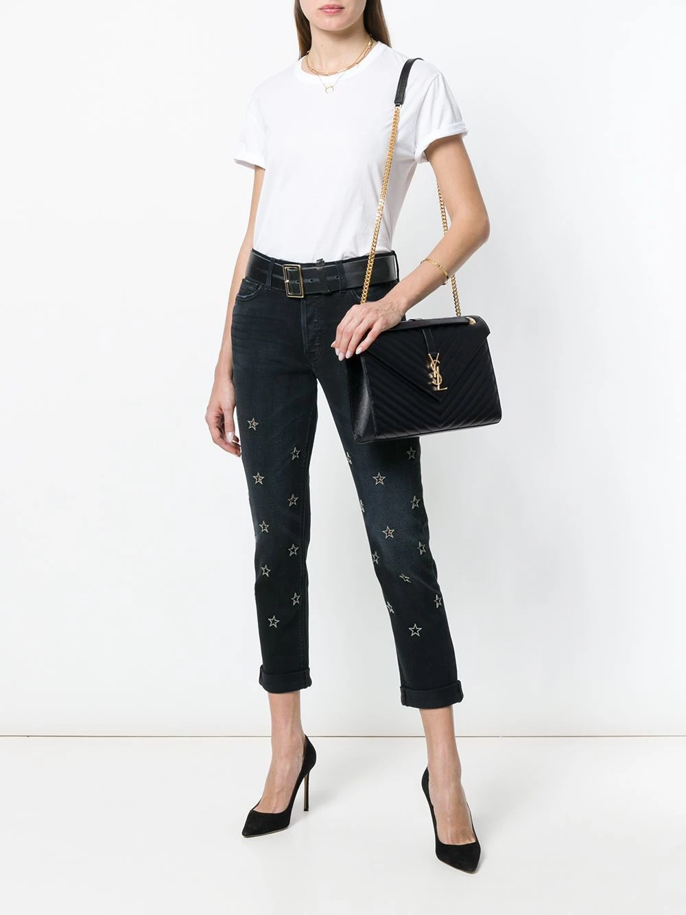 Saint Laurent large envelope grain de poudre chain bag