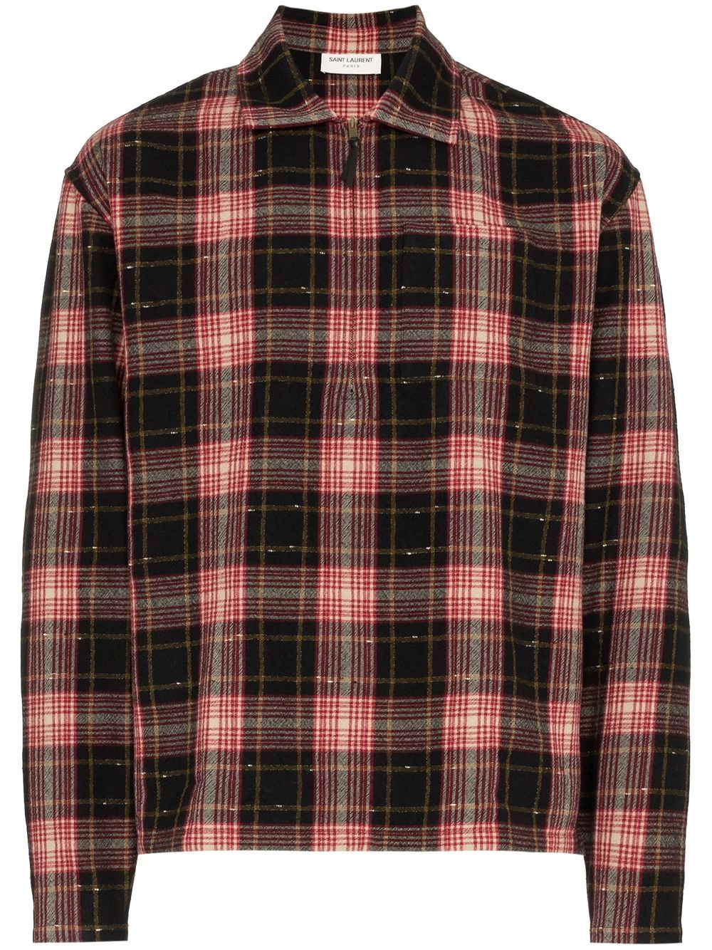Saint Laurent zip check print shirt
