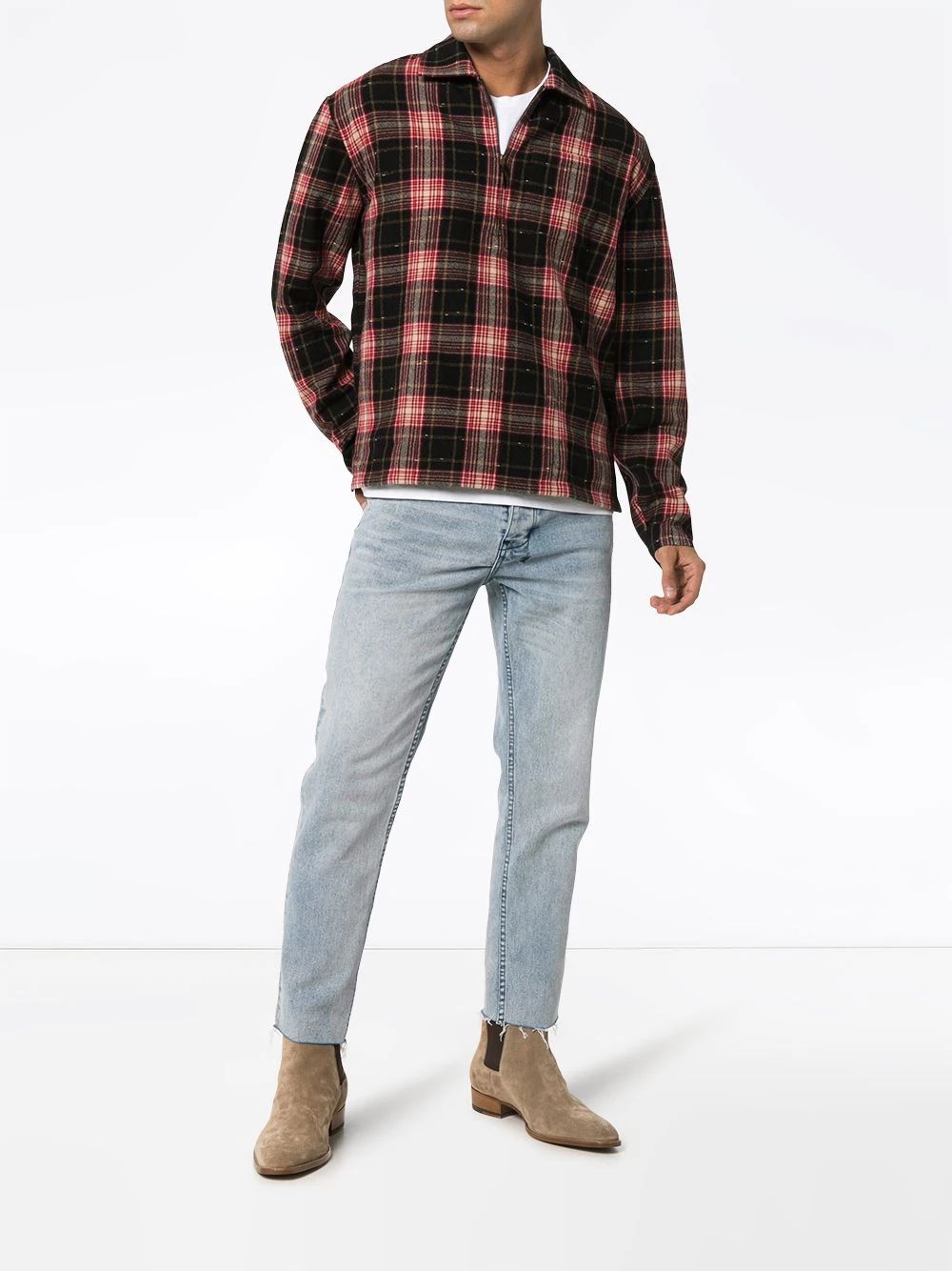 Saint Laurent zip check print shirt