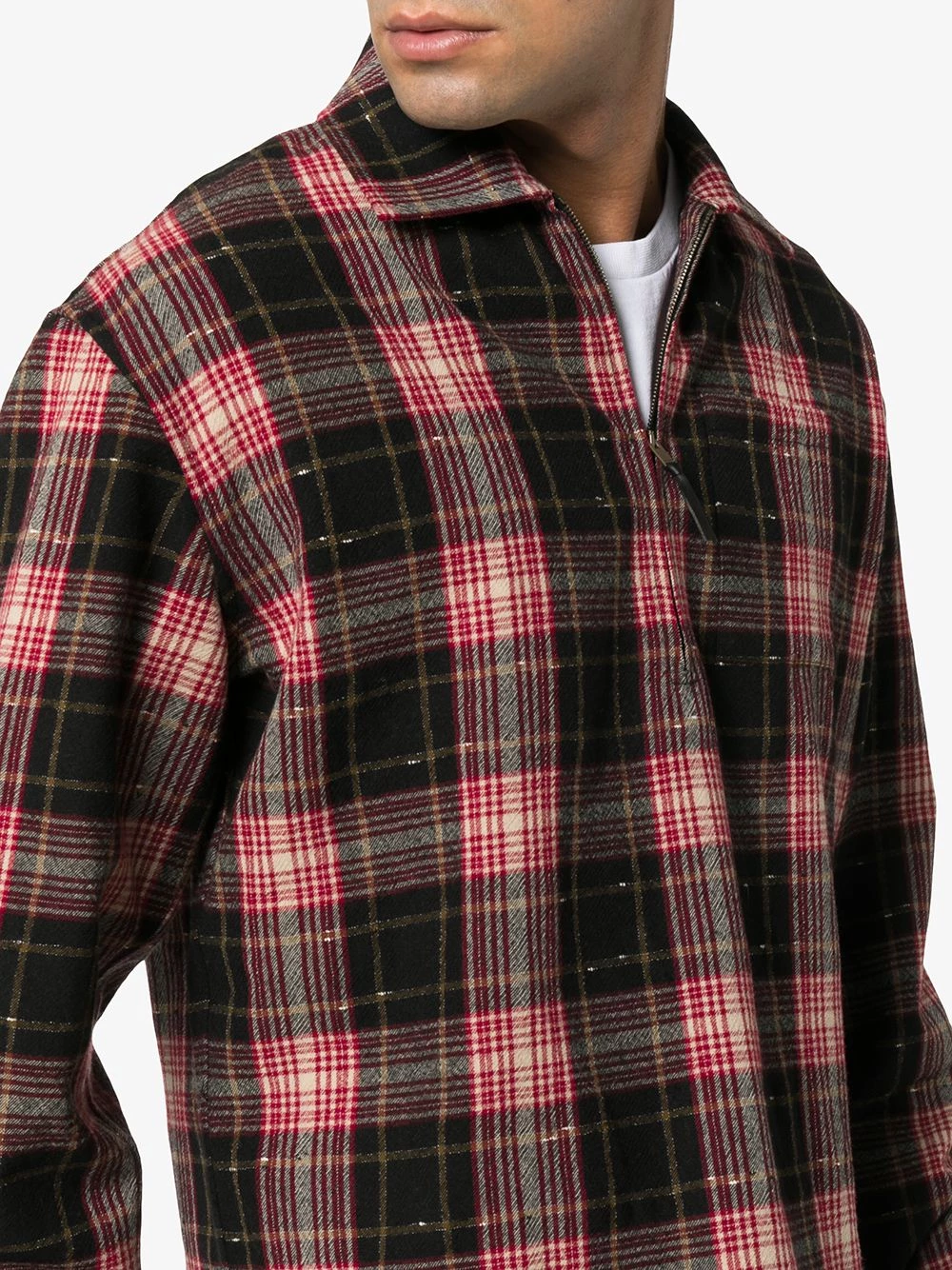 Saint Laurent zip check print shirt