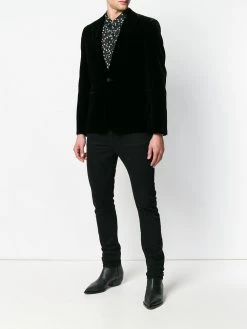Saint Laurent velvet-effect single-breasted blazer