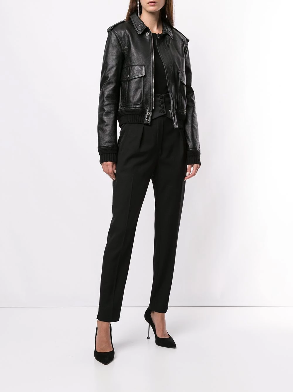 Saint Laurent leather bomber jacket