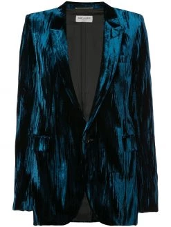 Saint Laurent crinkled velvet one-button blazer
