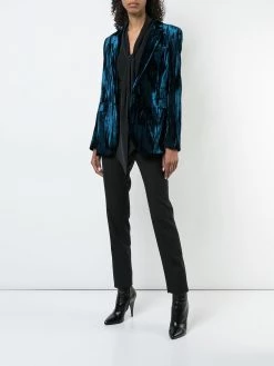 Saint Laurent crinkled velvet one-button blazer