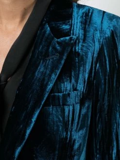 Saint Laurent crinkled velvet one-button blazer