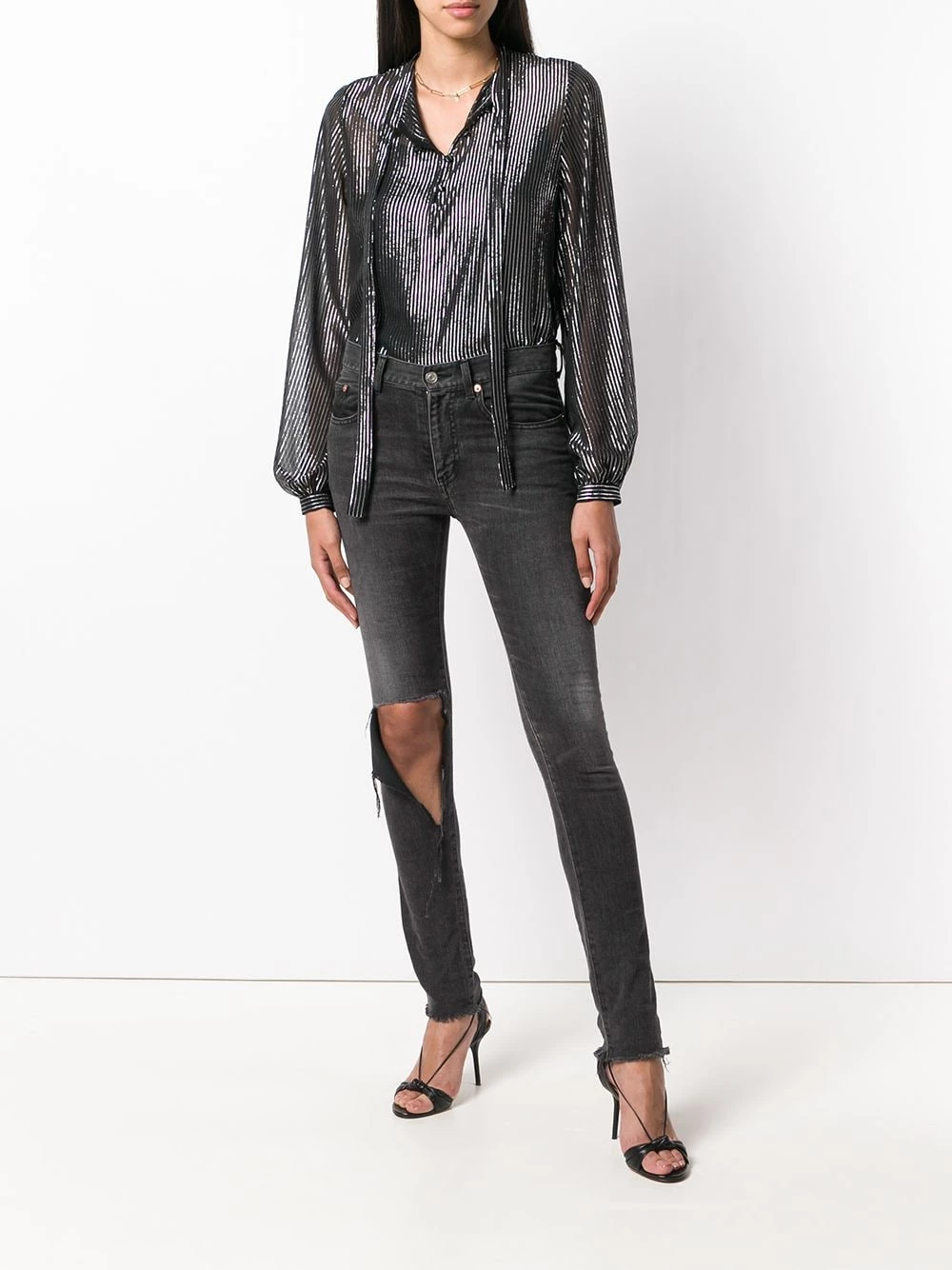 Saint Laurent striped lamé shirt