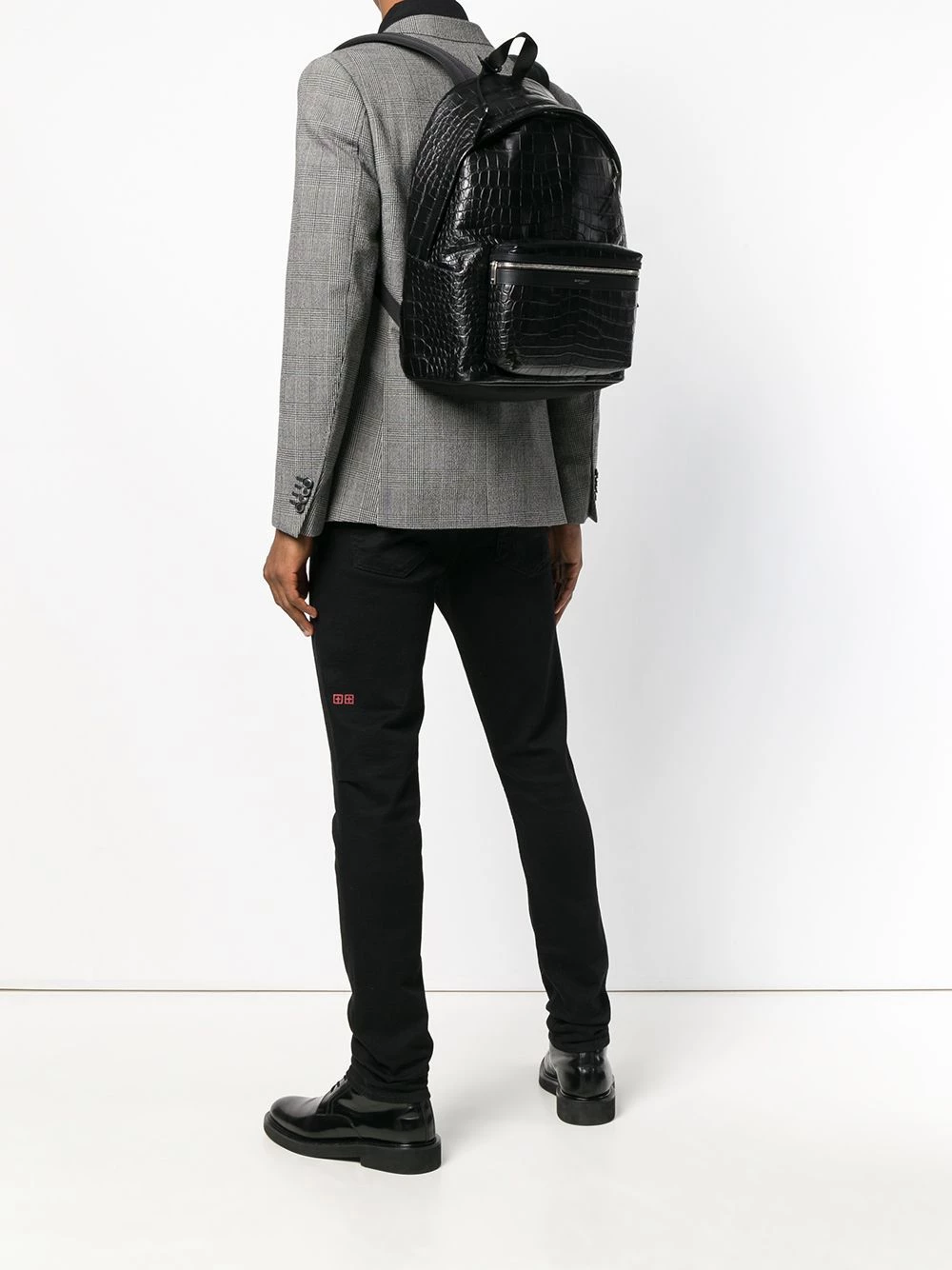Saint Laurent City crocodile-effect backpack