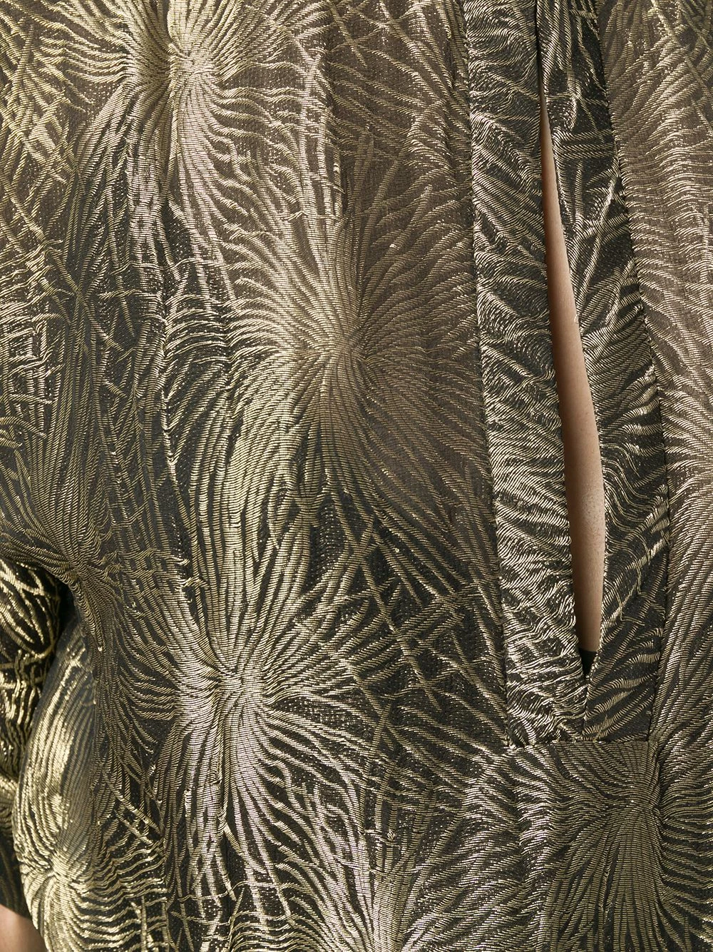 Saint Laurent belted split neck jacquard top