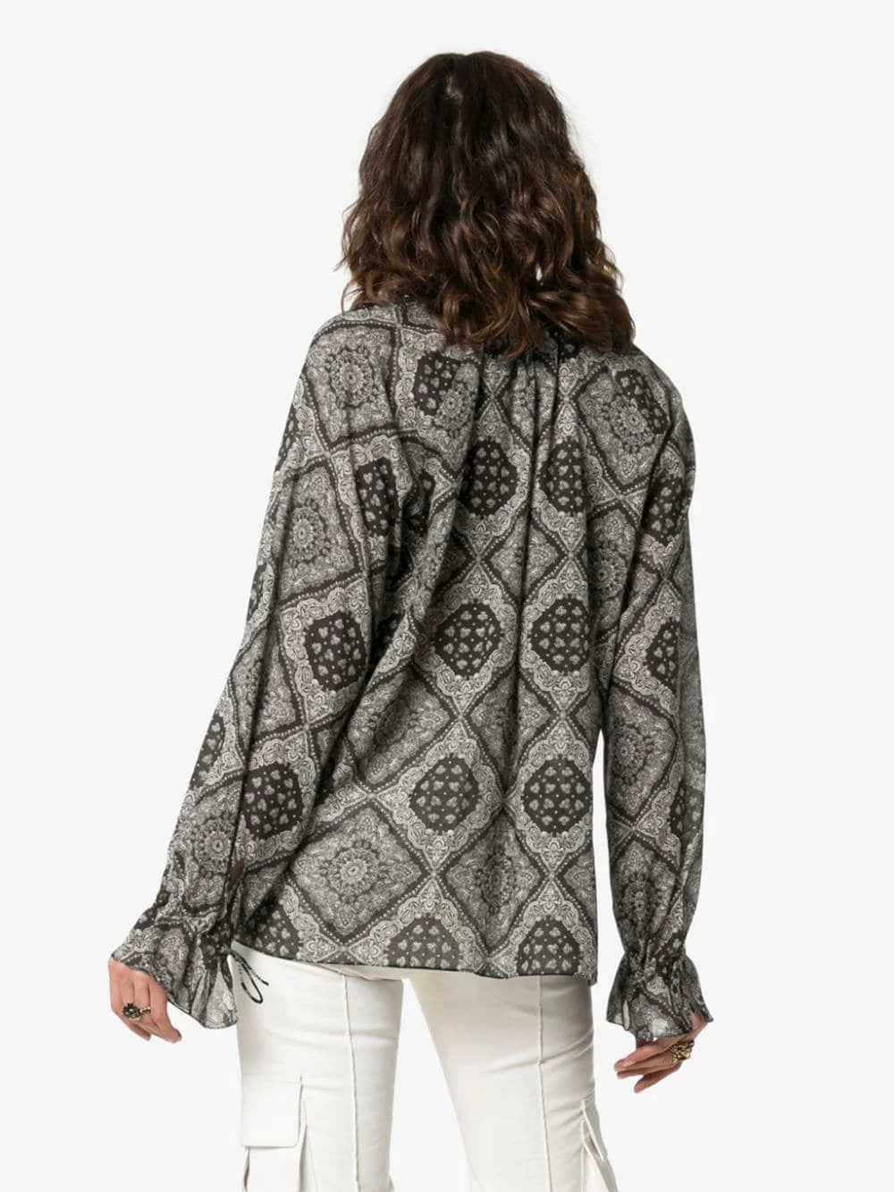 Saint Laurent bandana print tie neck blouse