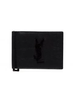 Saint Laurent crocodile-embossed money clip wallet