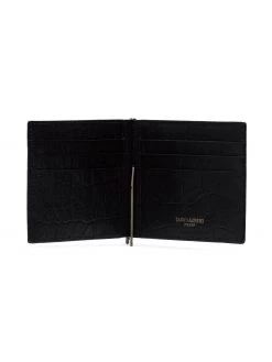 Saint Laurent crocodile-embossed money clip wallet