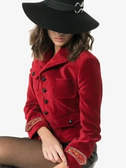 Saint Laurent cuff-embroidered cropped jacket