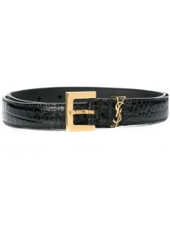 Saint Laurent Monogram crocodile-embossed belt
