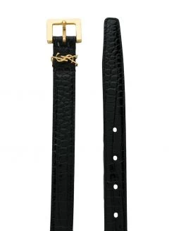 Saint Laurent Monogram crocodile-embossed belt