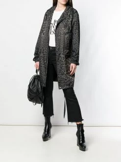 Saint Laurent leopard print hooded parka