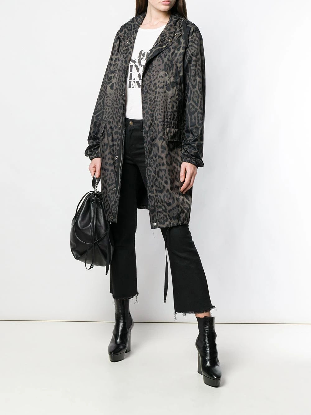 Saint Laurent leopard print hooded parka