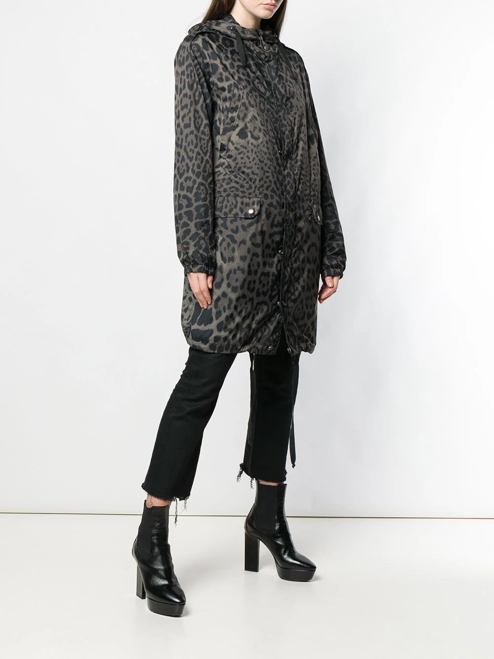 Saint Laurent leopard print hooded parka