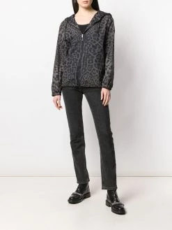 Saint Laurent leopard print hooded bomber