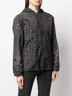 Saint Laurent leopard print hooded bomber
