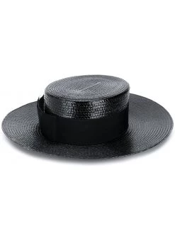 Saint Laurent small straw boater hat