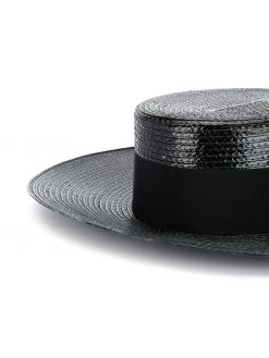 Saint Laurent small straw boater hat