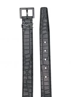 Saint Laurent Monogram crocodile-effect belt