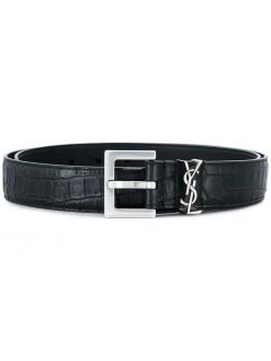 Saint Laurent Monogram crocodile-embossed belt