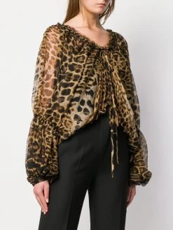 Saint Laurent leopard-print chiffon blouse