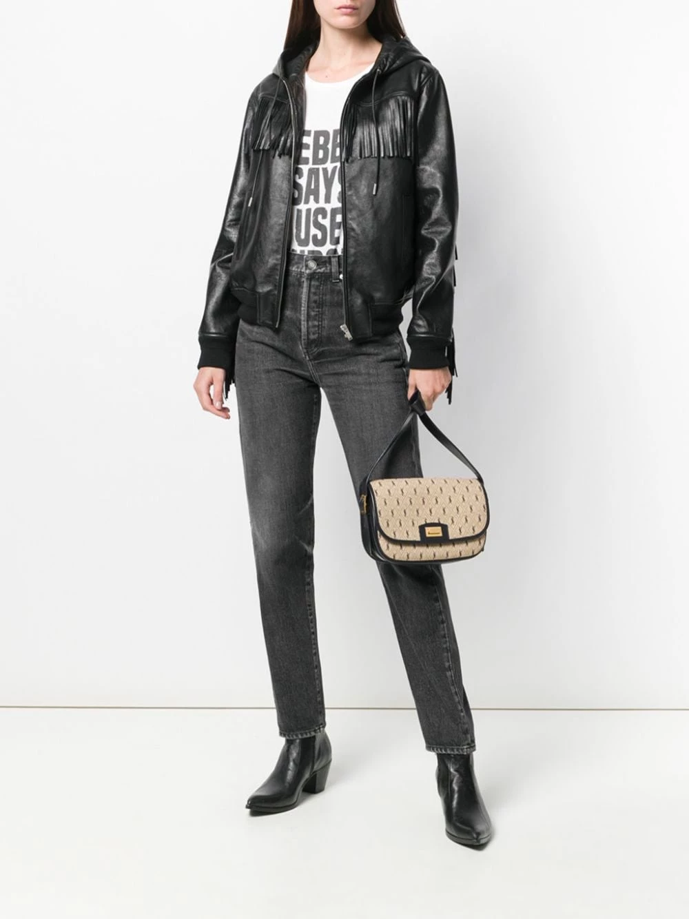 Saint Laurent Monogram all over canvas satchel bag