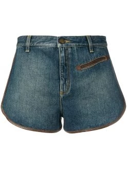 Saint Laurent contrast piping denim shorts