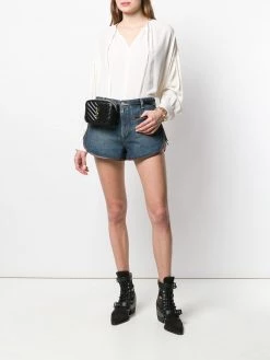 Saint Laurent contrast piping denim shorts