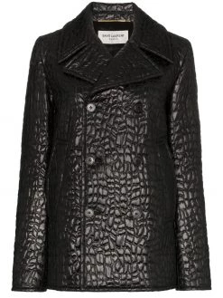 Saint Laurent lacquered crocodile-style peacoat