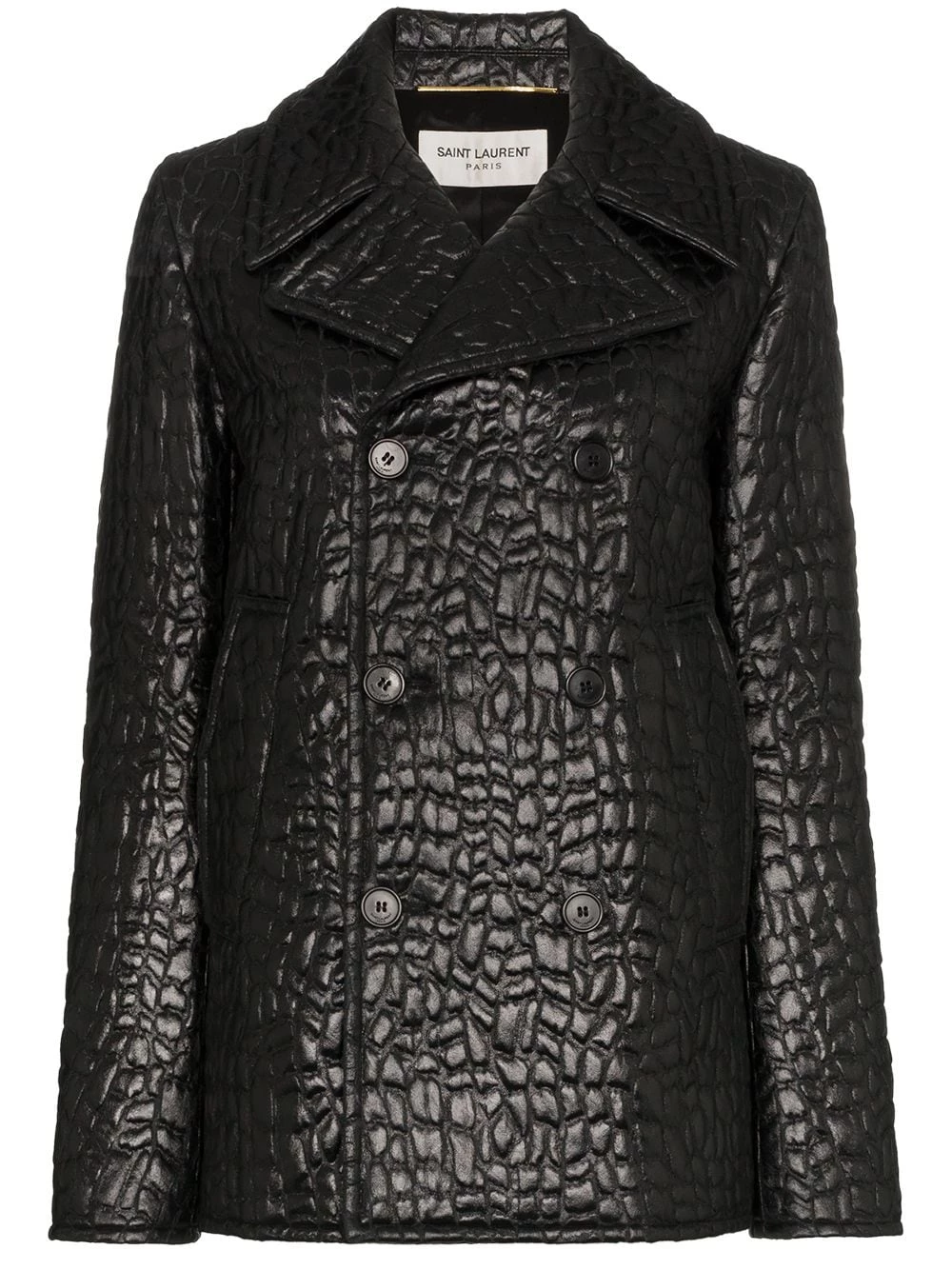 Saint Laurent lacquered crocodile-style peacoat
