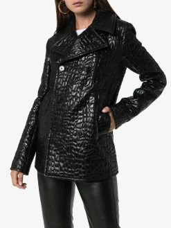 Saint Laurent lacquered crocodile-style peacoat