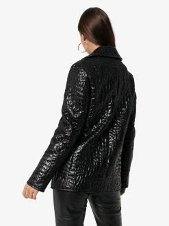 Saint Laurent lacquered crocodile-style peacoat