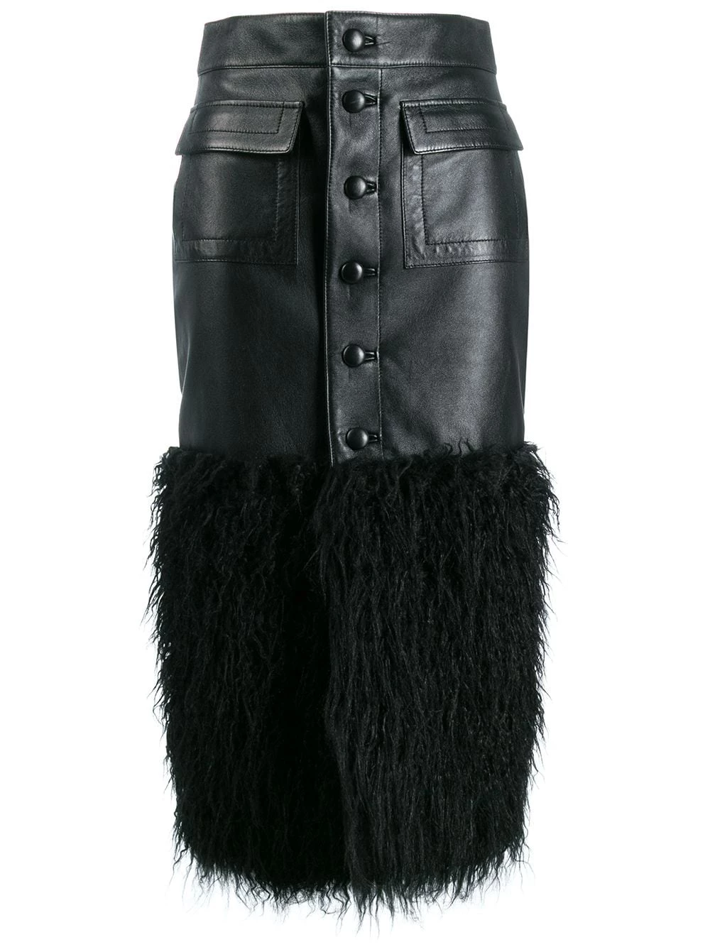 Saint Laurent faux-feather trim fitted skirt