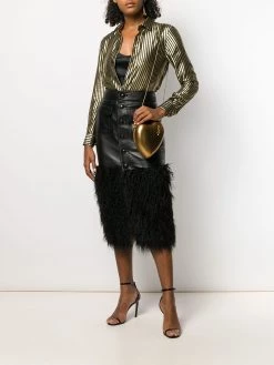 Saint Laurent faux-feather trim fitted skirt