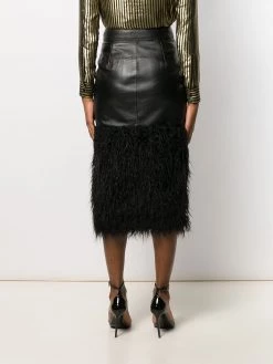 Saint Laurent faux-feather trim fitted skirt
