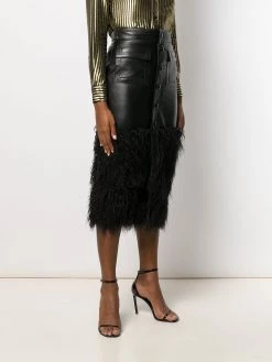 Saint Laurent faux-feather trim fitted skirt