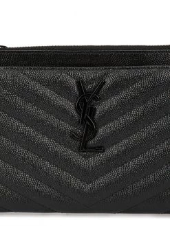 Saint Laurent monogrammed textured clutch
